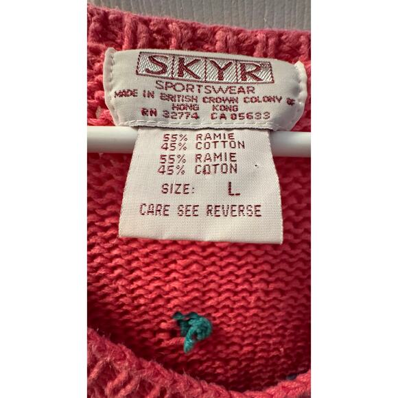 Vintage 80s SKYR Tree Knit Sweater Ramie Cotton Confetti Cottagecore Medium - Picture 12 of 16
